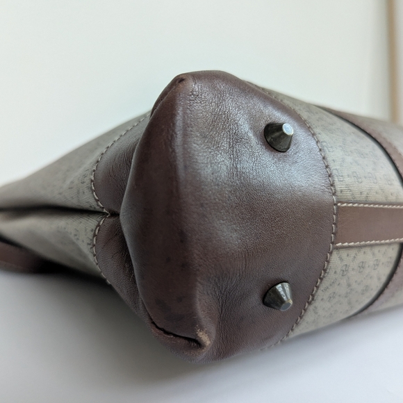 Yoland Monogram Coated Canvas Tote Leather Brown Tan Weekender Briefcase - Picture 8 of 16